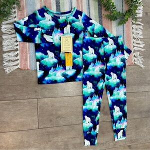 New Little Snuggles Bamboo Winter Polar Bear Bamboo Pajamas Set 3T Toddler